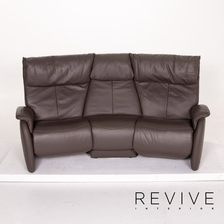 Himolla leather sofa anthracite grey-brown electric function three-seater relax function function home cinema sofa couch #13887