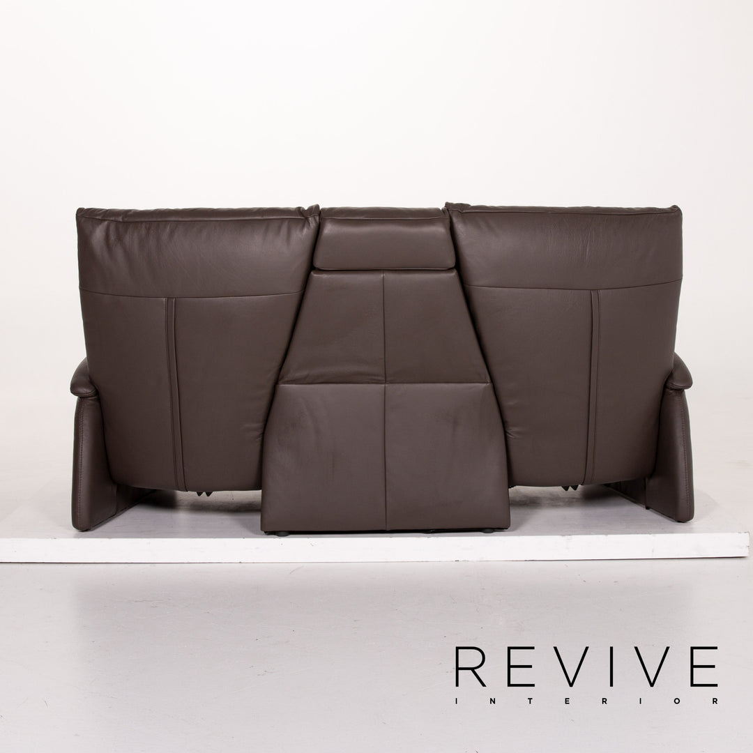 Himolla leather sofa anthracite grey-brown electric function three-seater relax function function home cinema sofa couch #13887