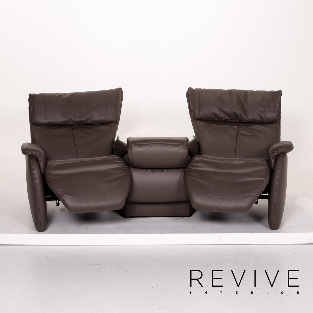 Himolla leather sofa anthracite grey-brown electric function three-seater relax function function home cinema sofa couch #13887