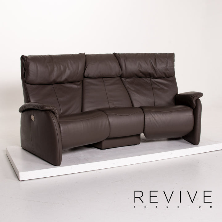 Himolla leather sofa anthracite grey-brown electric function three-seater relax function function home cinema sofa couch #13887