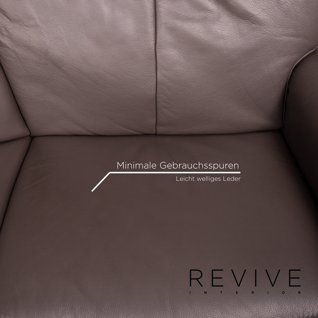 Himolla leather sofa anthracite grey-brown electric function three-seater relax function function home cinema sofa couch #13887