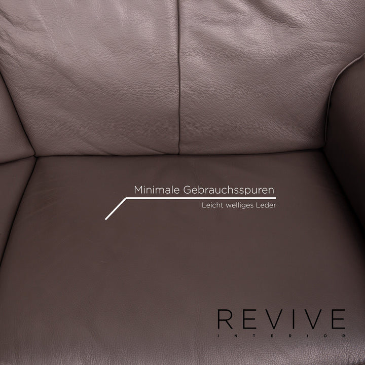 Himolla leather sofa anthracite grey-brown electric function three-seater relax function function home cinema sofa couch #13887