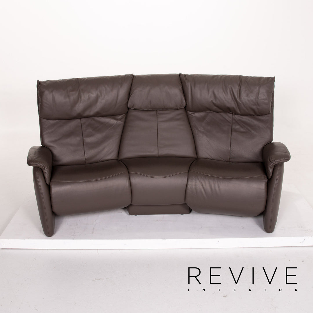 Himolla leather sofa anthracite grey-brown electric function three-seater relax function function home cinema sofa couch #13887