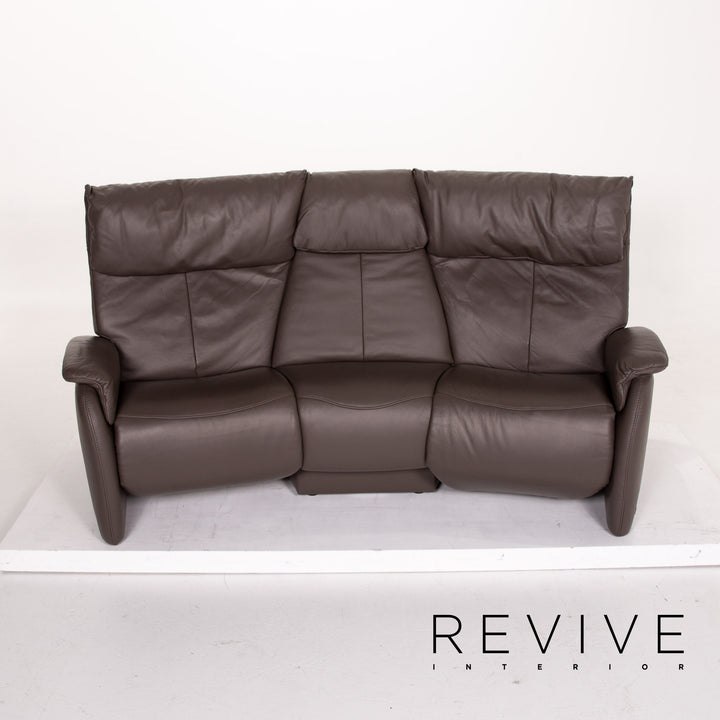 Himolla leather sofa anthracite grey-brown electric function three-seater relax function function home cinema sofa couch #13887