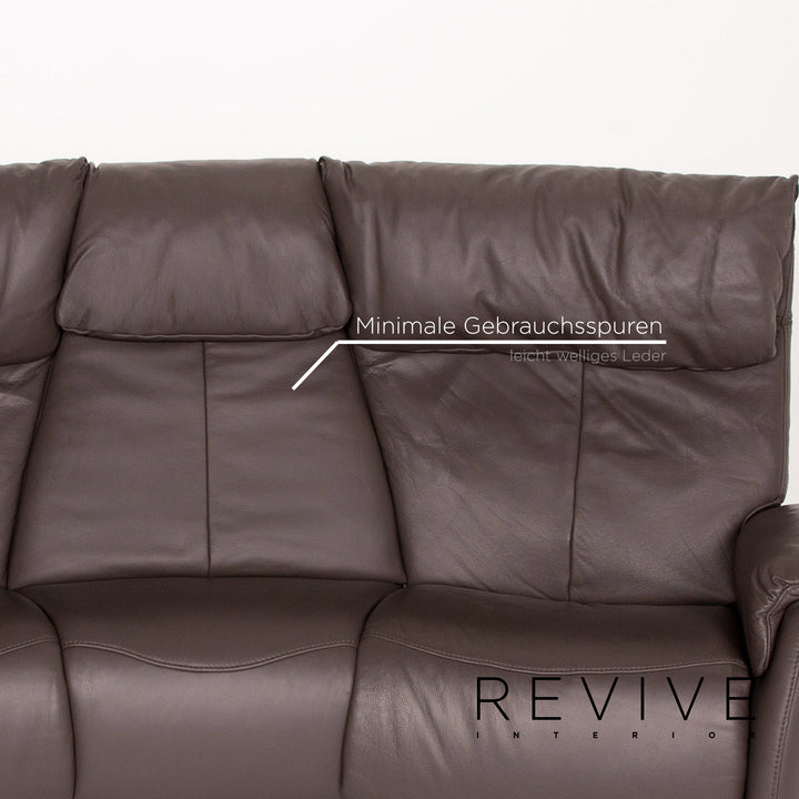 Himolla leather sofa anthracite grey-brown electric function three-seater relax function function home cinema sofa couch #13887