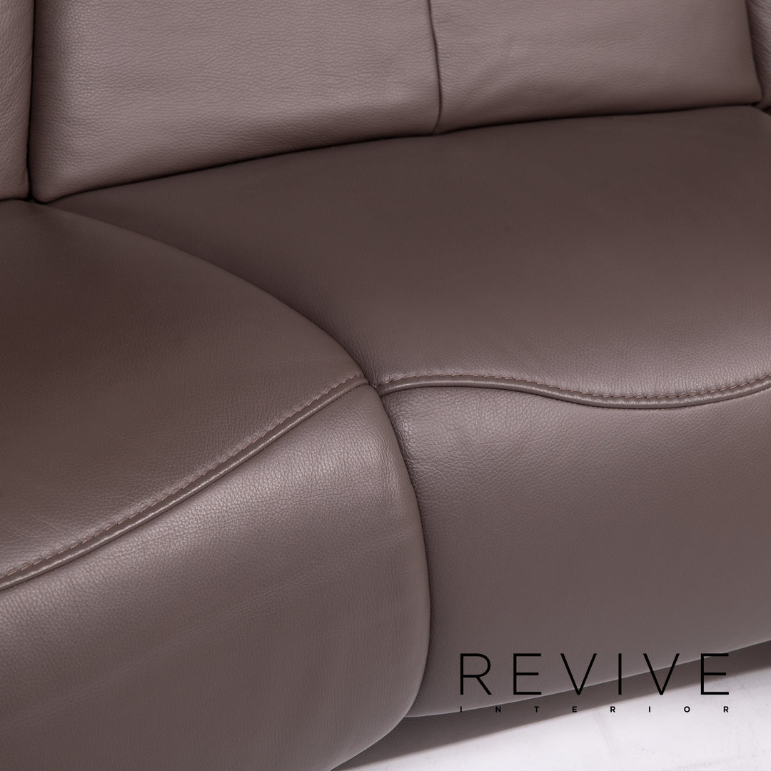 Himolla leather sofa anthracite grey-brown electric function three-seater relax function function home cinema sofa couch #13887