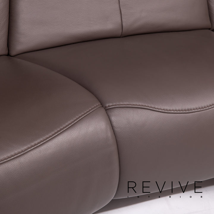 Himolla leather sofa anthracite grey-brown electric function three-seater relax function function home cinema sofa couch #13887