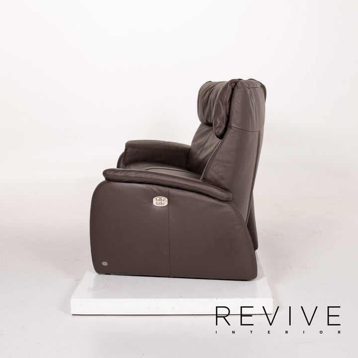 Himolla leather sofa anthracite grey-brown electric function three-seater relax function function home cinema sofa couch #13887