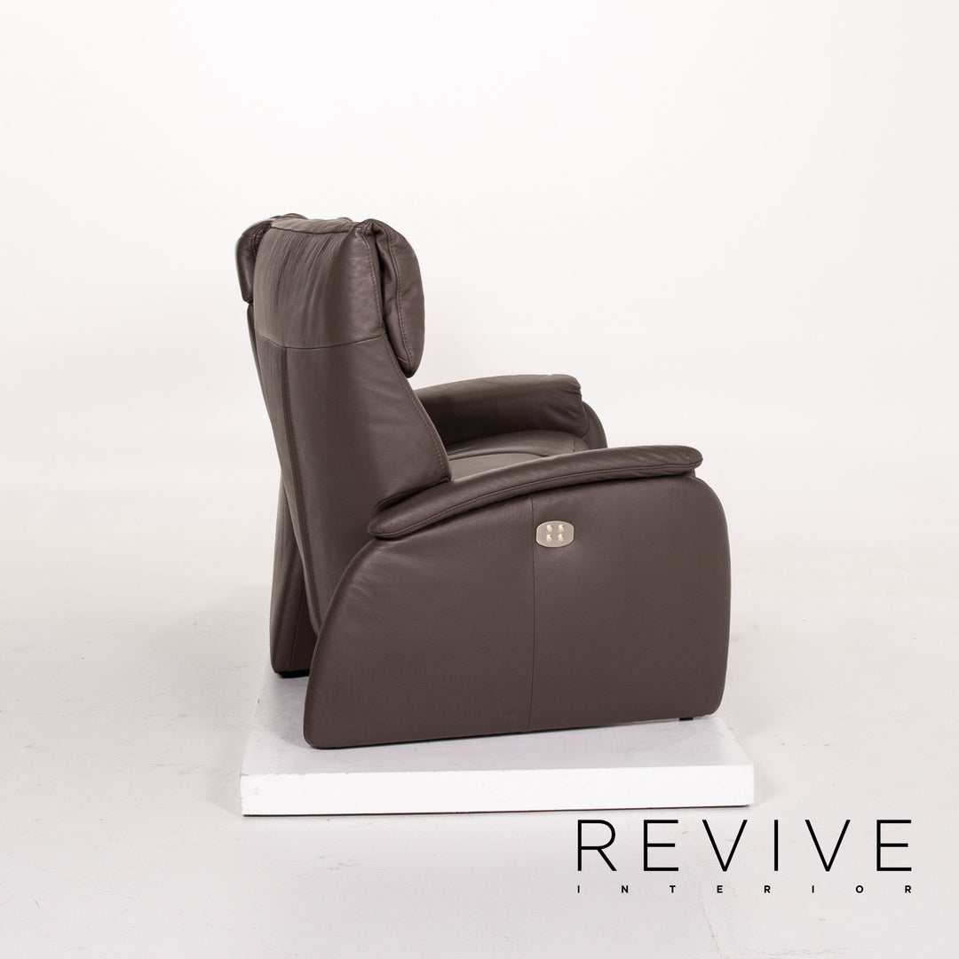 Himolla leather sofa anthracite grey-brown electric function three-seater relax function function home cinema sofa couch #13887