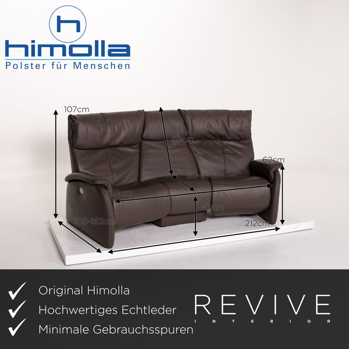 Himolla leather sofa anthracite grey-brown electric function three-seater relax function function home cinema sofa couch #13887