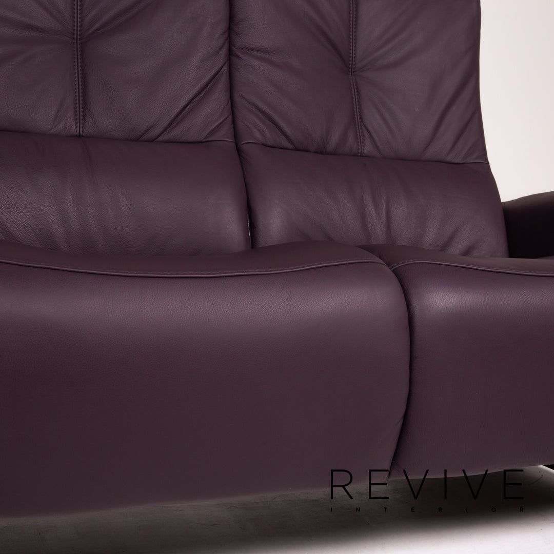 Himolla Leder Sofa Aubergine Violett Dreisitzer Couch #13868