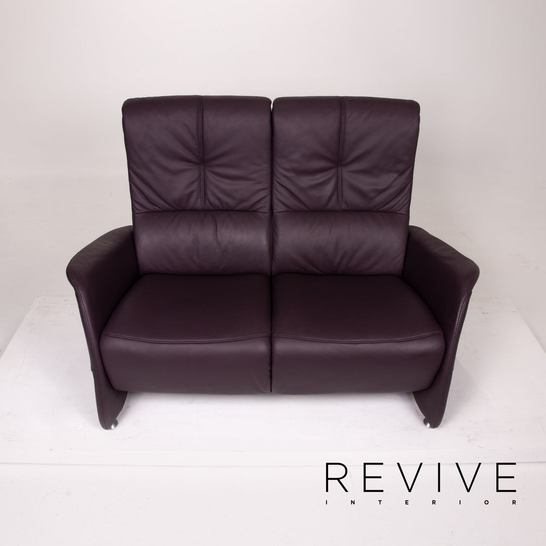 Himolla Leather Sofa Aubergine Purple Two Seater Couch #13869