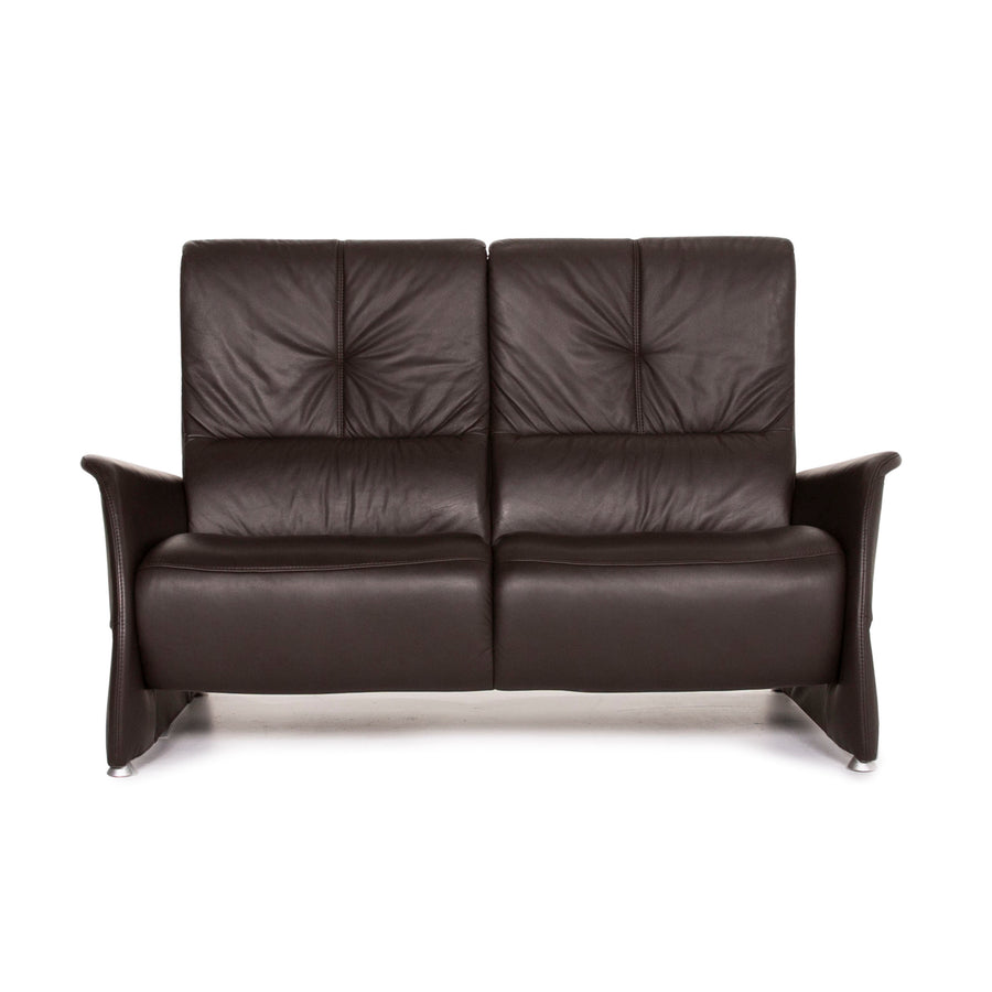 Himolla Leather Sofa Brown Dark Brown Two Seater Function Couch #14428