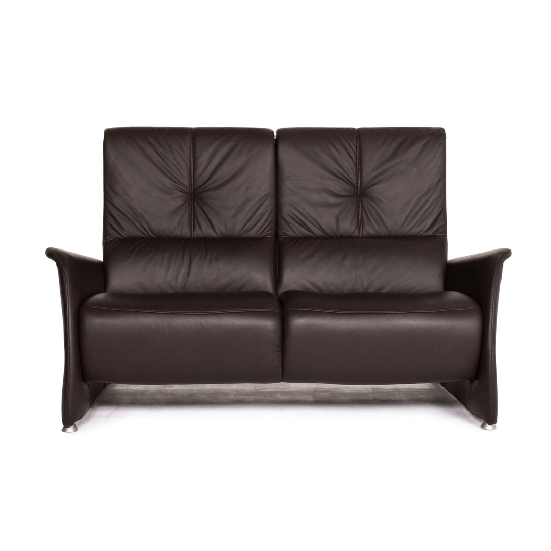 Himolla Leder Sofa Dunkelbraun Braun Zweisitzer Couch #14429