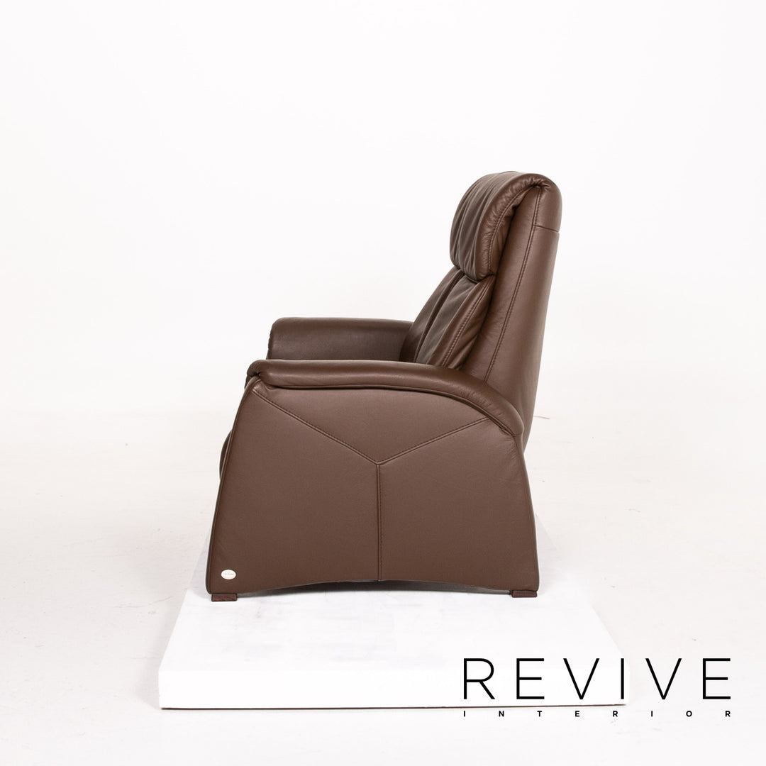 Himolla leather sofa dark brown brown two-seater function relax function couch #14126