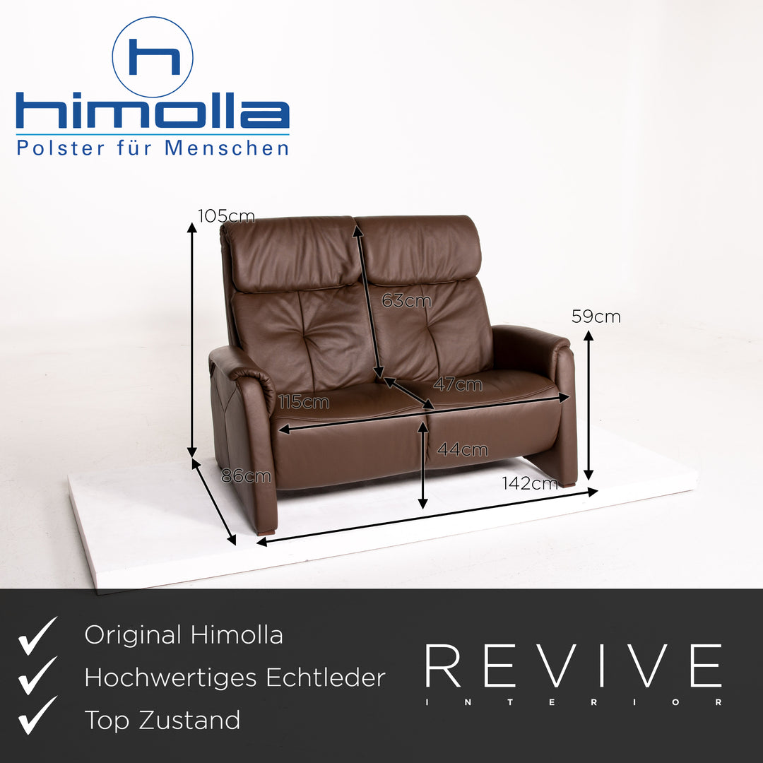 Himolla leather sofa dark brown brown two-seater function relax function couch #14126