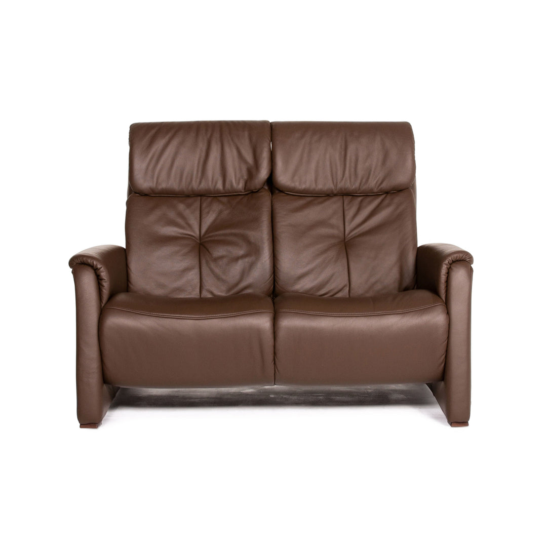 Himolla leather sofa dark brown brown two-seater function relax function couch #14126