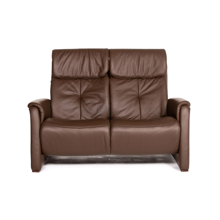 Himolla leather sofa dark brown brown two-seater function relax function couch #14126