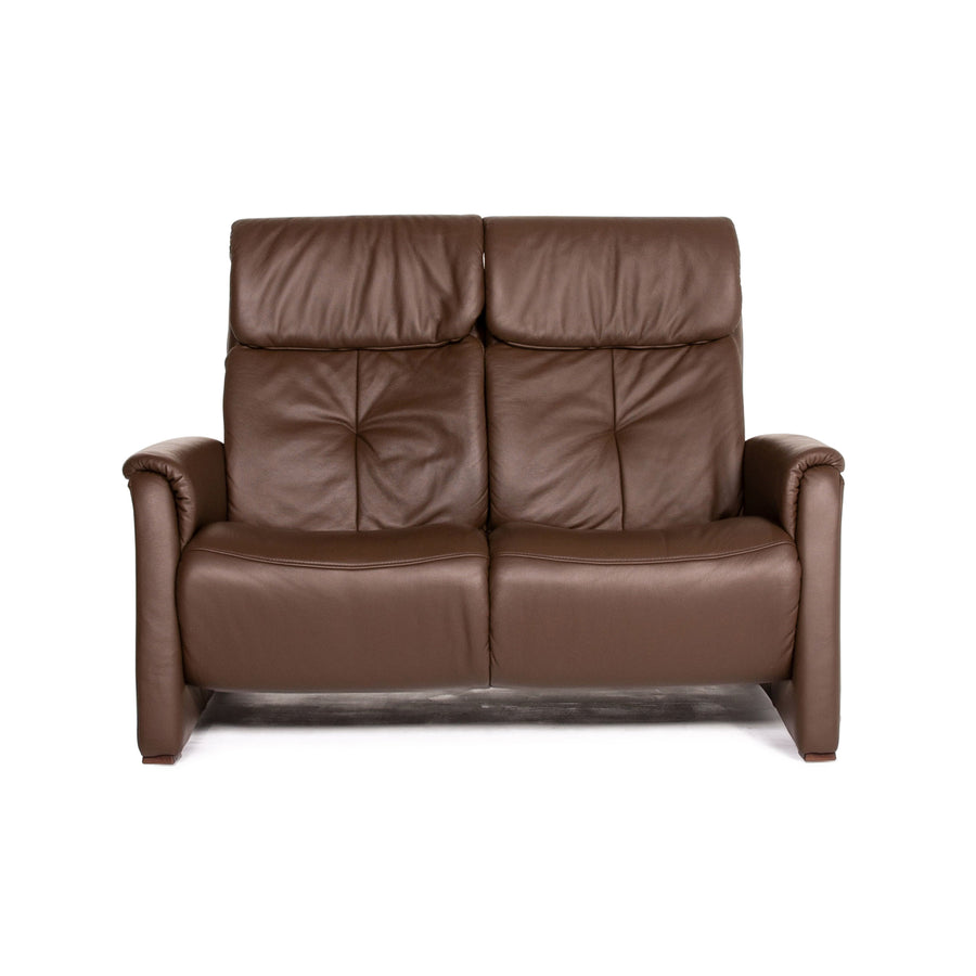 Himolla leather sofa dark brown brown two-seater function relax function couch #14126
