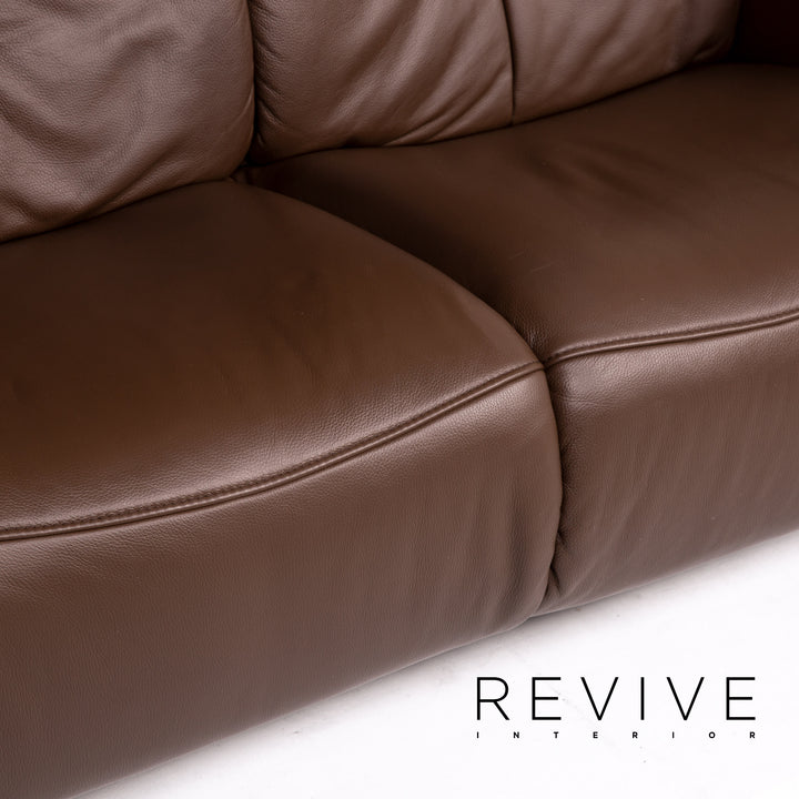 Himolla leather sofa dark brown brown two-seater function relax function couch #14126