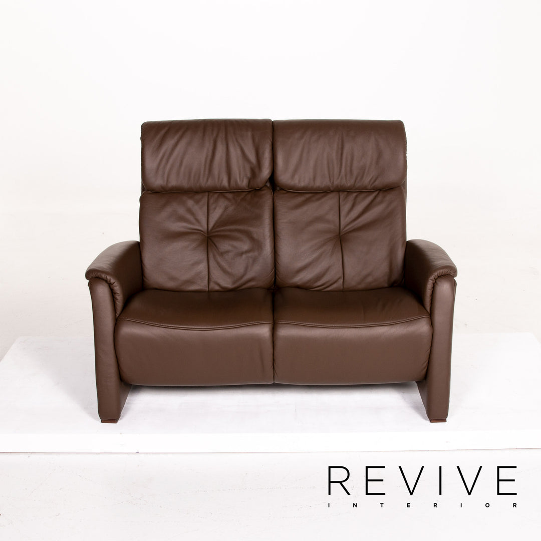Himolla leather sofa dark brown brown two-seater function relax function couch #14126
