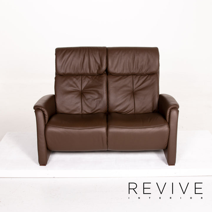 Himolla leather sofa dark brown brown two-seater function relax function couch #14126