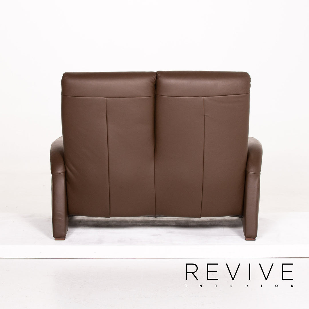 Himolla leather sofa dark brown brown two-seater function relax function couch #14126