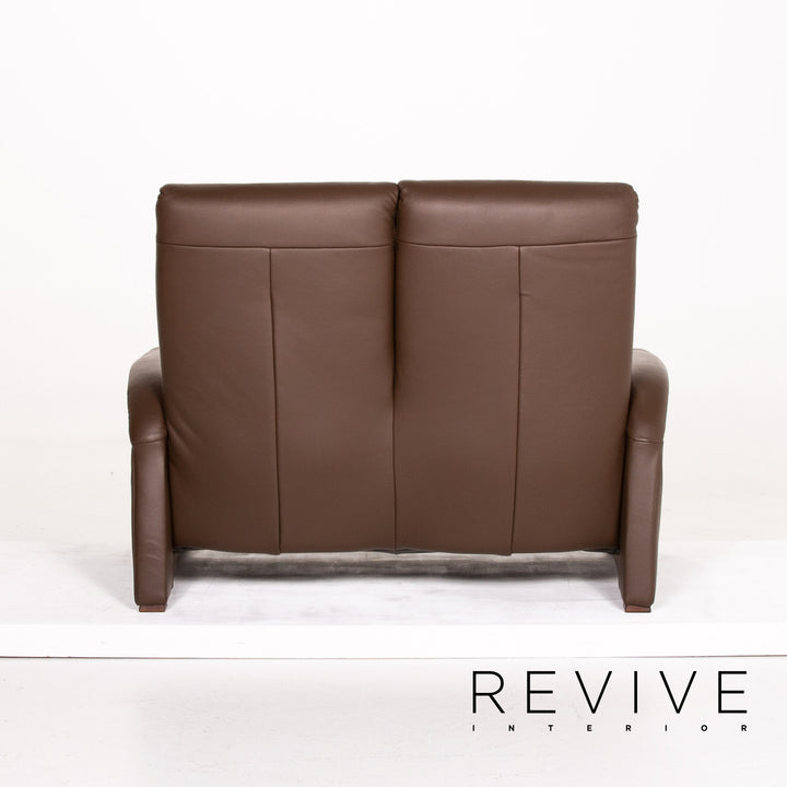 Himolla leather sofa dark brown brown two-seater function relax function couch #14126