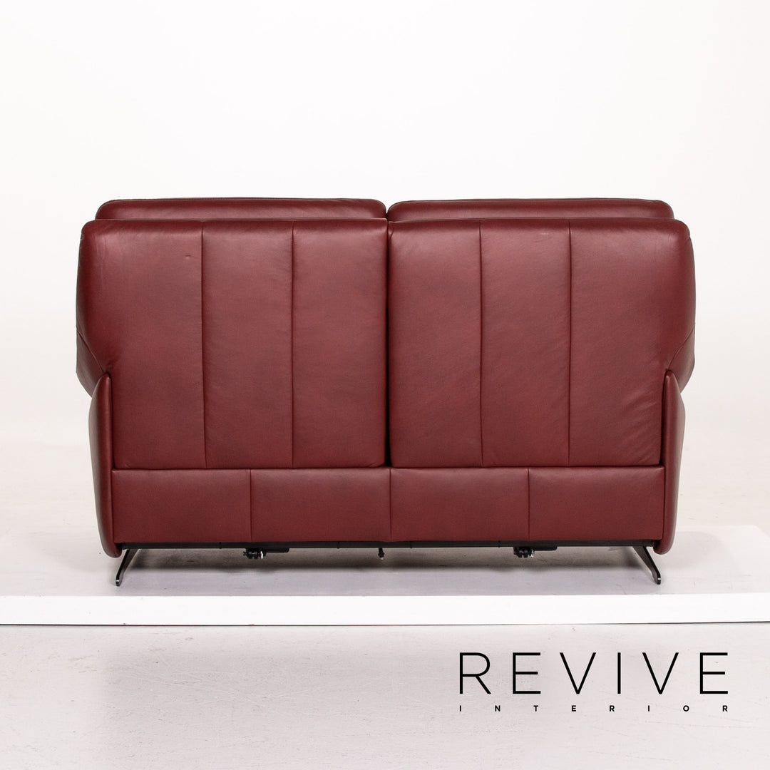 Himolla Leather Sofa Electric Function Red Dark Red Two Seater Relaxation Couch #14357