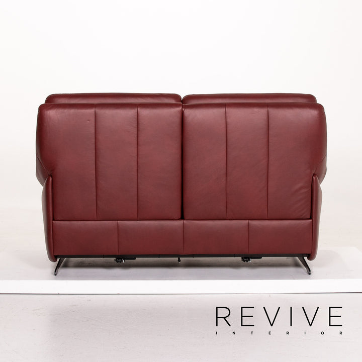 Himolla Leather Sofa Electric Function Red Dark Red Two Seater Relaxation Couch #14357