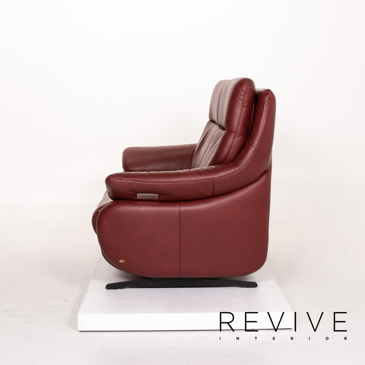 Himolla Leather Sofa Electric Function Red Dark Red Two Seater Relaxation Couch #14357