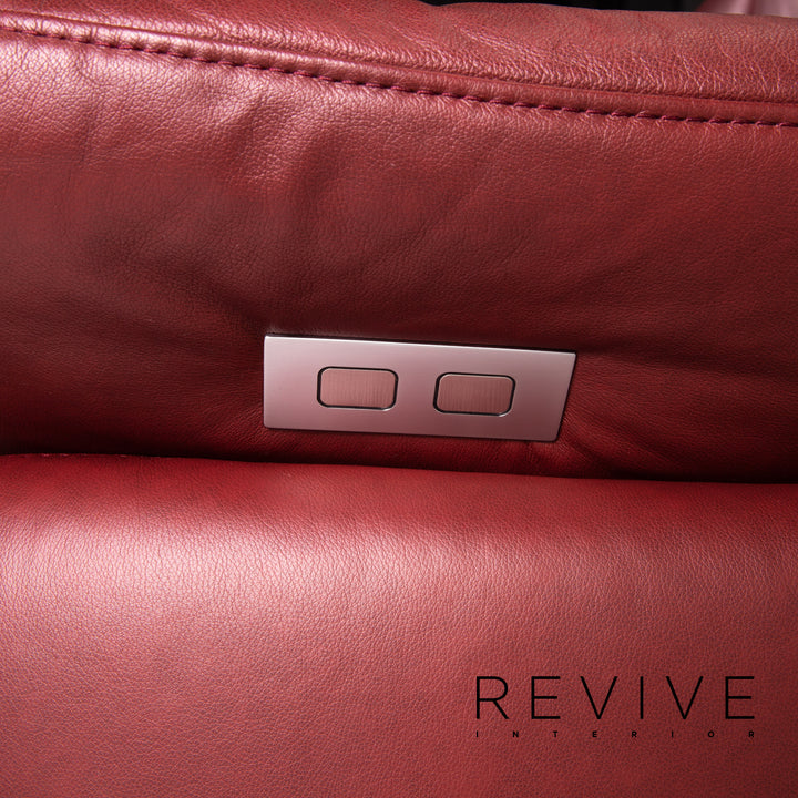 Himolla Leather Sofa Electric Function Red Dark Red Two Seater Relaxation Couch #14357