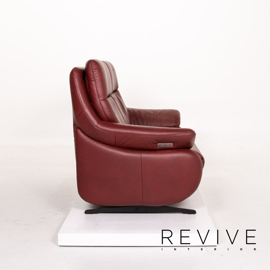 Himolla Leather Sofa Electric Function Red Dark Red Two Seater Relaxation Couch #14357