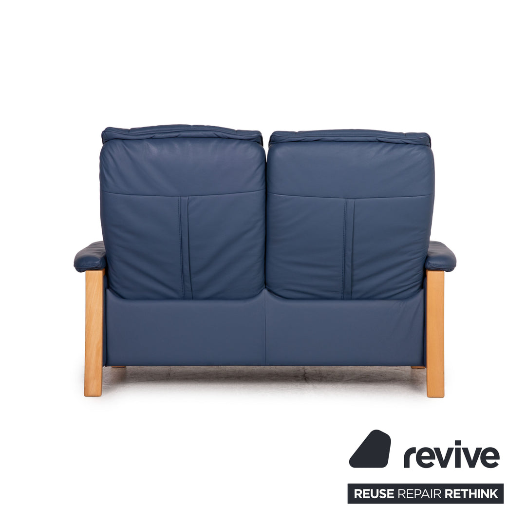 Himolla Leather Sofa Set Blue Two Seater Armchair Couch Function