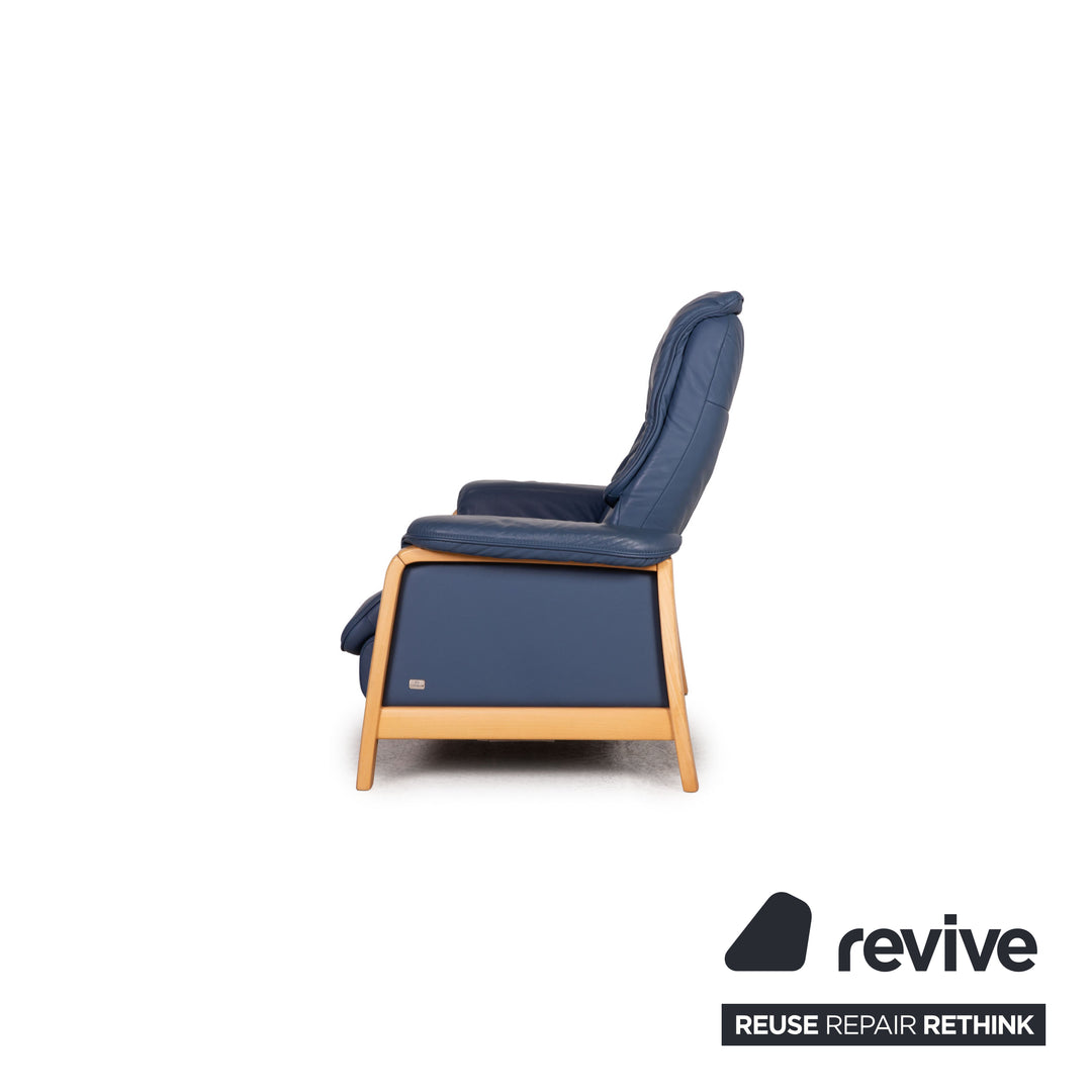 Himolla Leather Sofa Set Blue Two Seater Armchair Couch Function