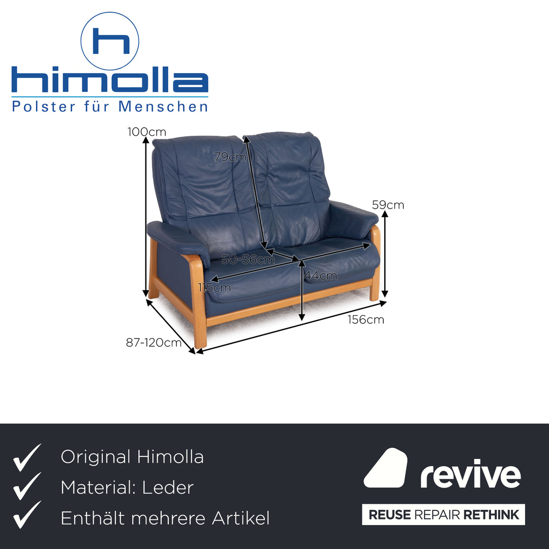 Himolla Leather Sofa Set Blue Two Seater Armchair Couch Function