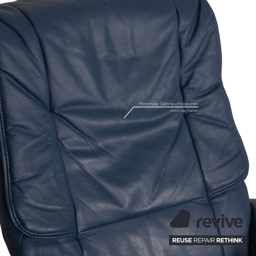 Himolla Leather Sofa Set Blue Two Seater Armchair Couch Function