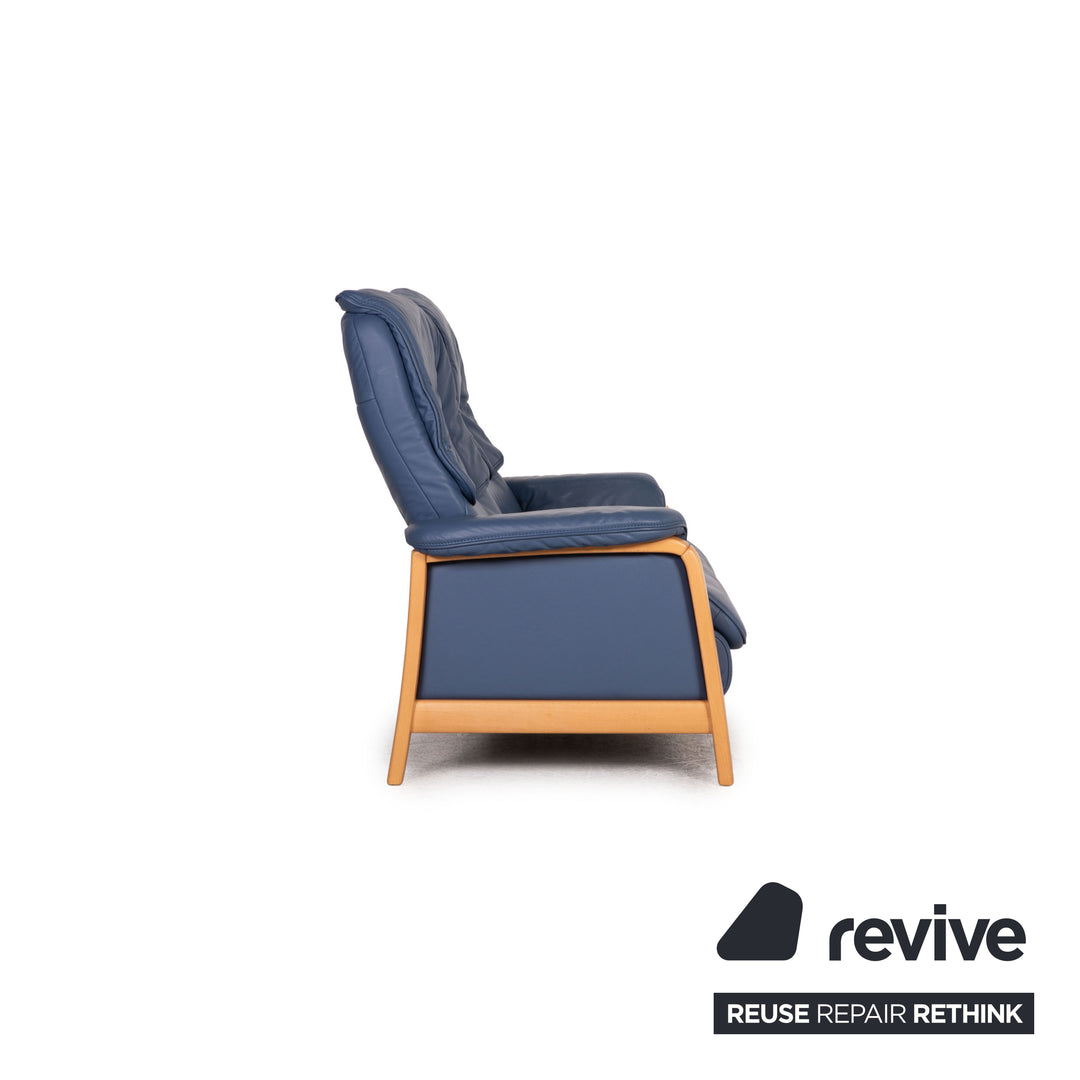 Himolla Leather Sofa Set Blue Two Seater Armchair Couch Function