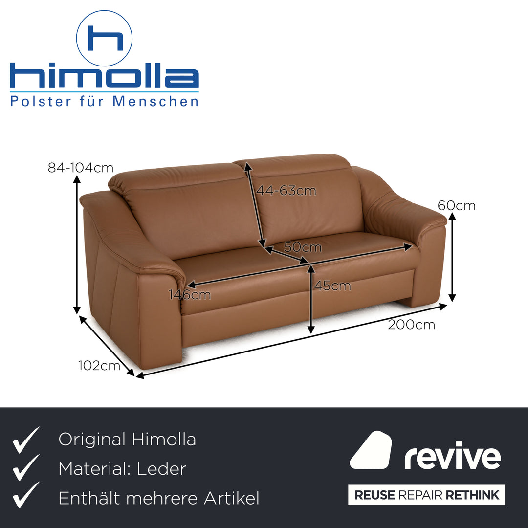 Himolla Leather Sofa Set Brown Beige Two Seater Armchair Manual Function