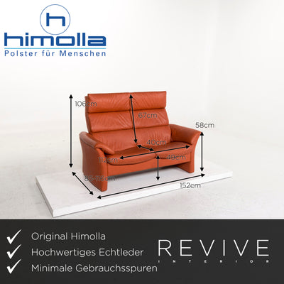 Himolla Leder Sofa Garnitur Orange 1x Zweisitzer 1x Hocker #13072