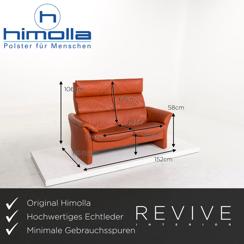 Himolla Leder Sofa Garnitur Orange 1x Zweisitzer 1x Hocker 