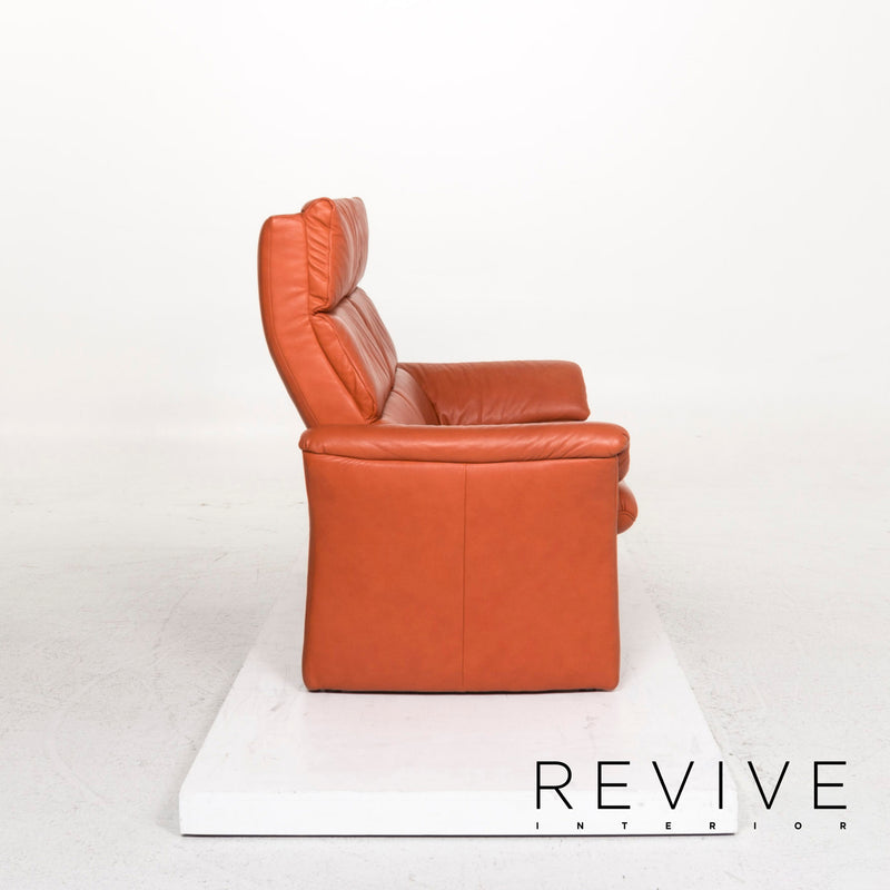 Himolla Leder Sofa Garnitur Orange 1x Zweisitzer 1x Hocker 