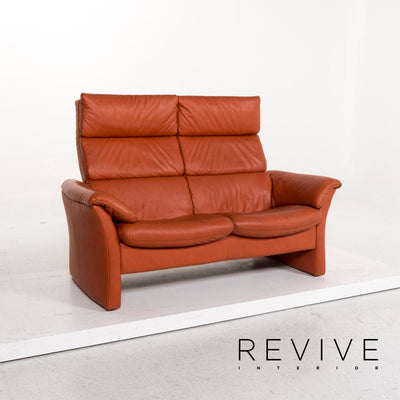 Himolla Leder Sofa Garnitur Orange 1x Zweisitzer 1x Hocker #13072