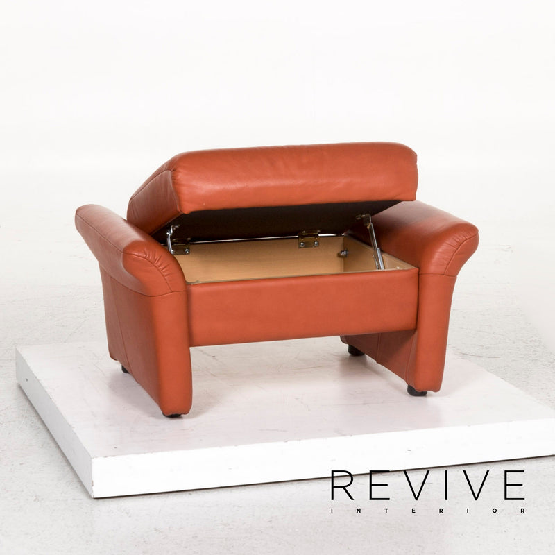 Himolla Leder Sofa Garnitur Orange 1x Zweisitzer 1x Hocker 