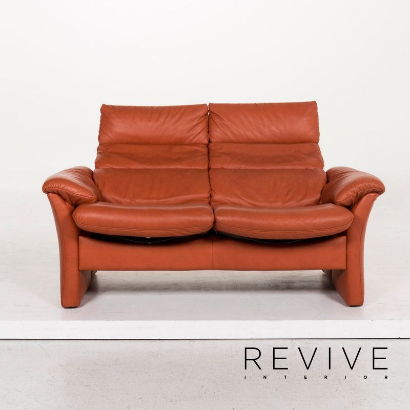 Himolla Leder Sofa Garnitur Orange 1x Zweisitzer 1x Hocker 