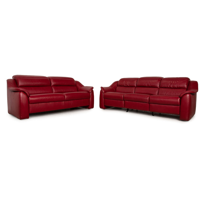 Himolla Leather Sofa Set Red Three Seater Two Seater Function Sofa Couch