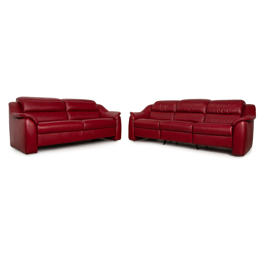 Himolla Leather Sofa Set Red Three Seater Two Seater Function Sofa Couch
