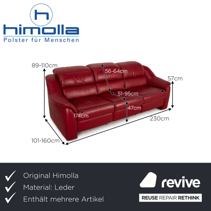 Himolla Leather Sofa Set Red Three Seater Two Seater Function Sofa Couch
