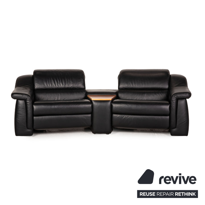 Himolla leather sofa set black two-seater couch function relaxation function