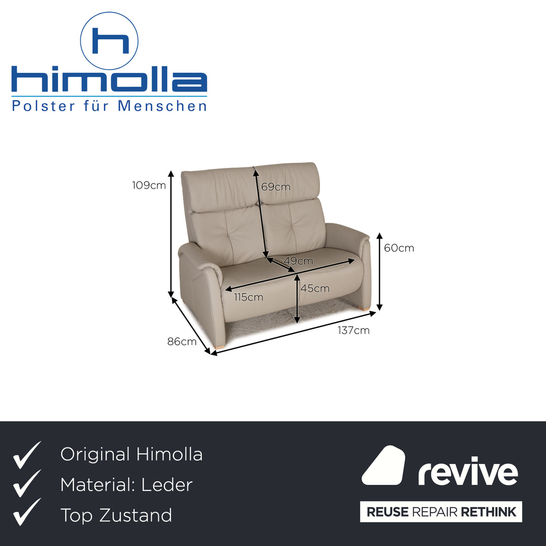 Himolla Leder Sofa Grau Zweisitzer Couch